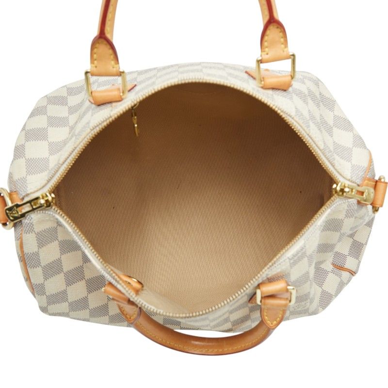 Louis Vuitton Damier Azur Speedy Bandouliere 30 2-Way Shoulder Bag White Leather — view 9