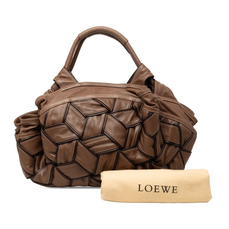 Loewe Anagram Nappa Aire Braided Tote Brown Leather — view 7