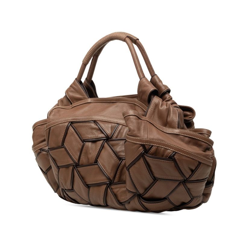 Loewe Anagram Nappa Aire Braided Tote Brown Leather — view 2