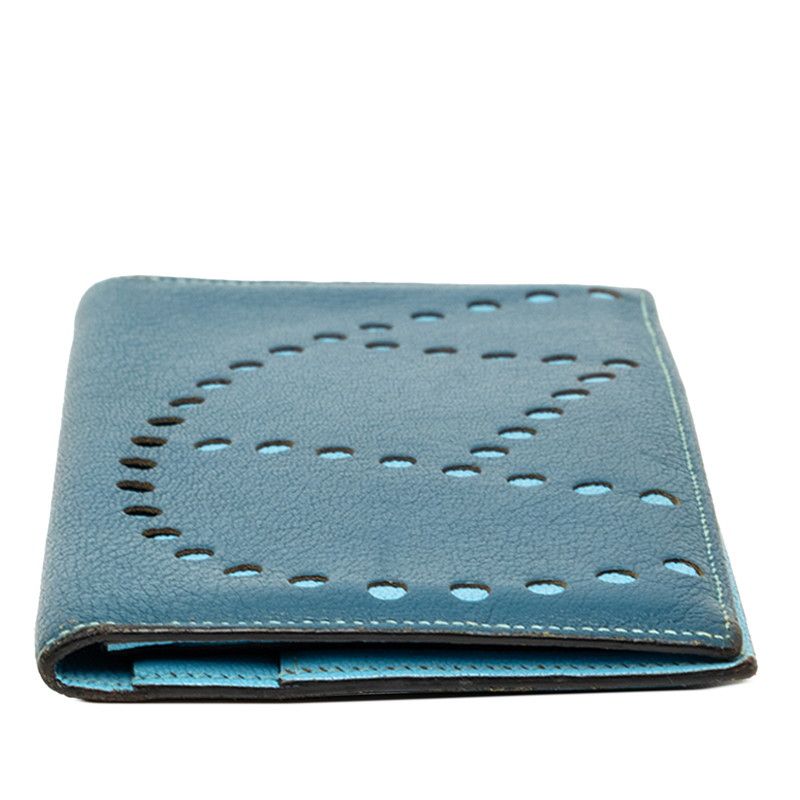 Hermes Evelyne Bifold Wallet Blue Navy Shavel — view 3