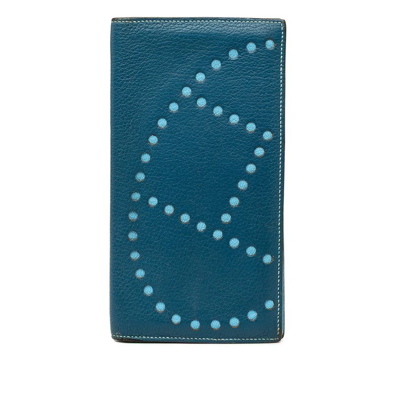 Hermes Evelyne Bifold Wallet Blue Navy Shavel
