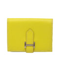 Hermes Bearn Bifold Card Case Yellow Silver Shavel