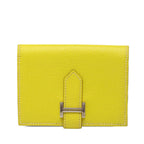 Hermes Bearn Bifold Card Case Yellow Silver Shavel