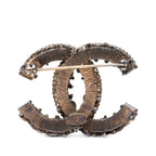 Chanel CC Logo Brooch 13 Gold Black Metal Resin — view 2