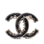 Chanel CC Logo Brooch 13 Gold Black Metal Resin