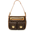 Louis Vuitton Monogram Hudson GM Shoulder Bag Brown Leather