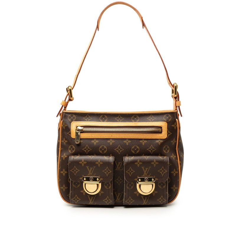 Louis Vuitton Monogram Hudson GM Shoulder Bag Brown Leather
