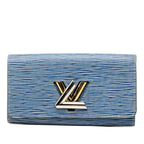 Louis Vuitton Epi Denim Portefeuille Twist Wallet Blue Leather