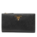 Prada Bifold Wallet Black Pink Saffiano Leather