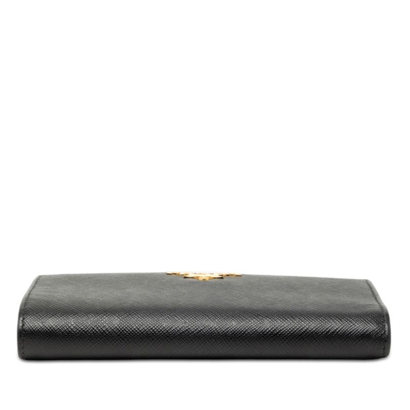 Prada Bifold Wallet Black Pink Saffiano Leather — view 3