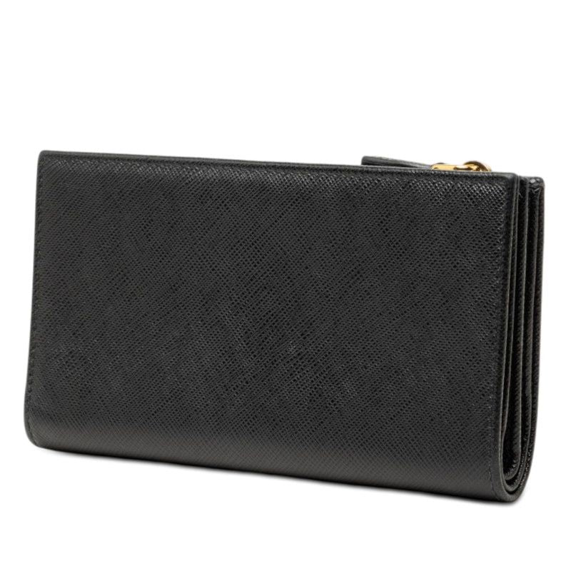 Prada Bifold Wallet Black Pink Saffiano Leather — view 2