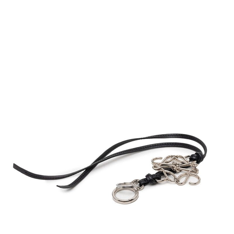 Loewe Anagram Strap Bag Charm Black Silver Leather