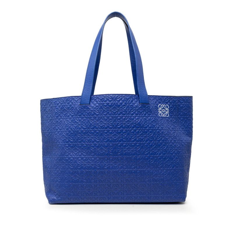 Loewe Repeat Anagram East West Tote Shoulder Bag Blue Leather