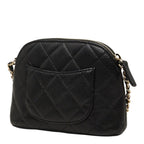 Chanel CC Logo Quilted Classic Chain Shoulder Bag Pochette Black Gold Caviar — view 2