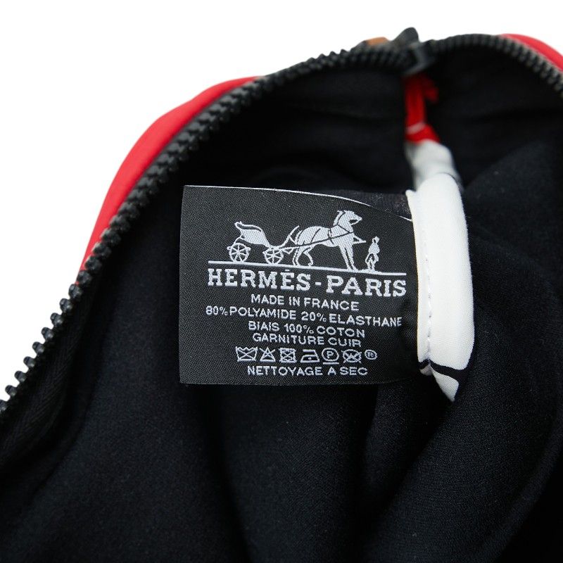 Hermes Neobain GM Pouch Clutch Red White Polyamide Elastane — view 7