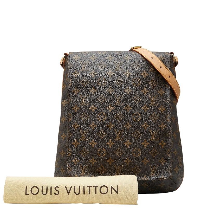 Louis Vuitton Monogram Musette Crossbody Shoulder Bag Brown Leather — view 9