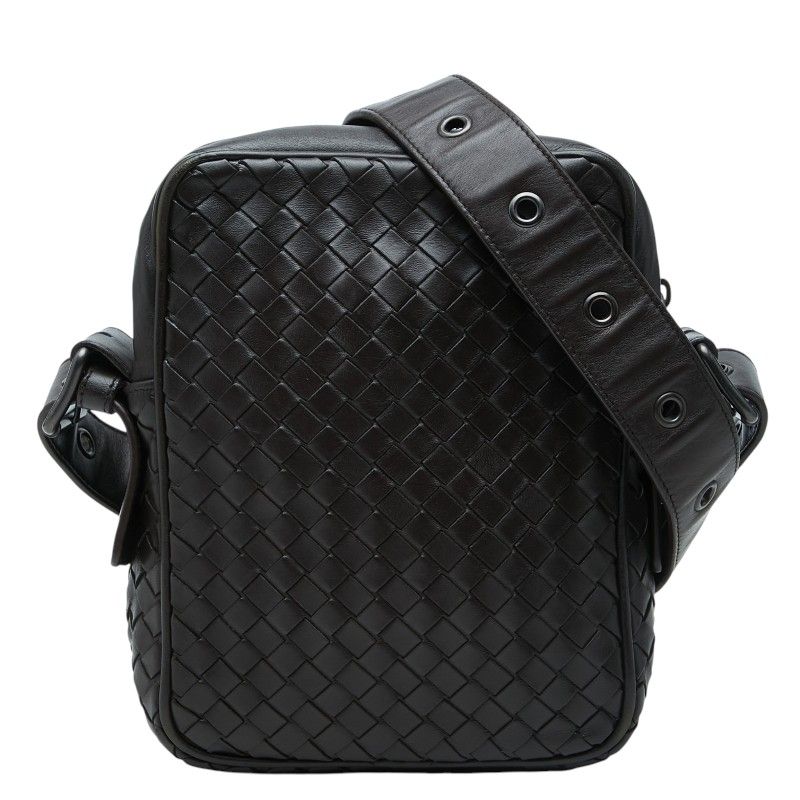 Bottega Veneta Intrecciato Crossbody Shoulder Bag Brown Leather