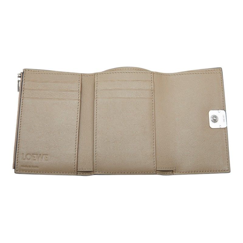 Loewe Anagram Trifold Wallet Beige Leather — view 6
