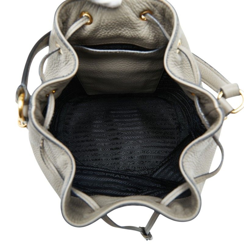 Prada Logo 2-Way Shoulder Bag Gray Leather — view 8