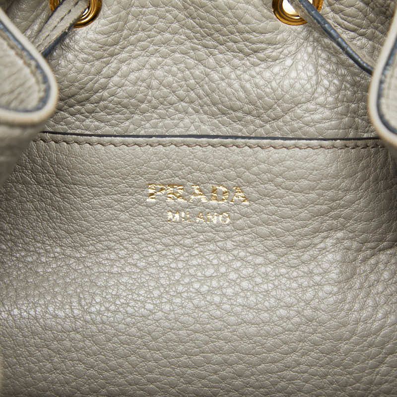 Prada Logo 2-Way Shoulder Bag Gray Leather — view 9