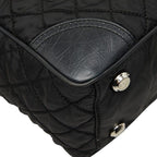 Chanel CC Logo Paris New York Line Tote Shoulder Bag Black Nylon Calf — view 7