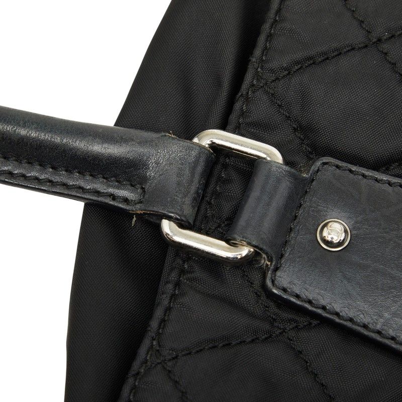 Chanel CC Logo Paris New York Line Tote Shoulder Bag Black Nylon Calf — view 8