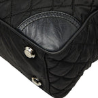Chanel CC Logo Paris New York Line Tote Shoulder Bag Black Nylon Calf — view 6