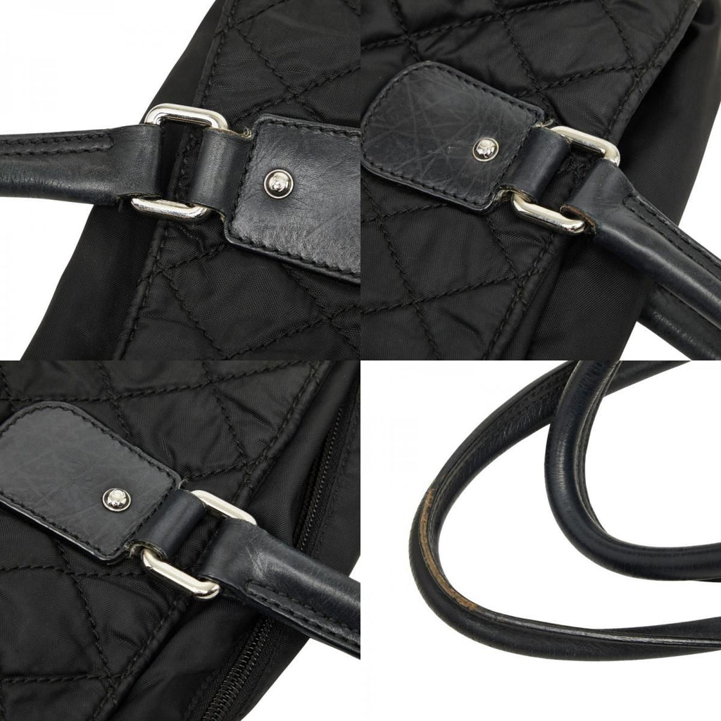 Chanel CC Logo Paris New York Line Tote Shoulder Bag Black Nylon Calf — view 9