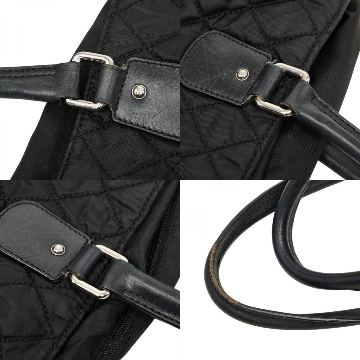 Chanel CC Logo Paris New York Line Tote Shoulder Bag Black Nylon Calf — view 9