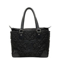 Chanel CC Logo Paris New York Line Tote Shoulder Bag Black Nylon Calf