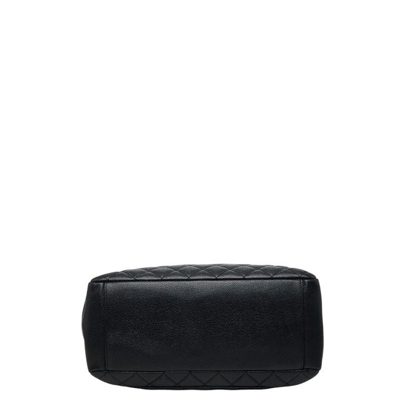 Chanel CC Logo Grand Shopping Tote GST Chain Shoulder Bag Black Caviar Leather — view 3