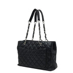 Chanel CC Logo Grand Shopping Tote GST Chain Shoulder Bag Black Caviar Leather — view 2