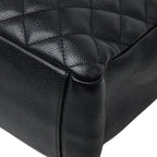 Chanel CC Logo Grand Shopping Tote GST Chain Shoulder Bag Black Caviar Leather — view 4