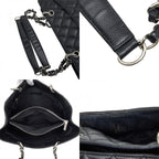 Chanel CC Logo Grand Shopping Tote GST Chain Shoulder Bag Black Caviar Leather — view 9