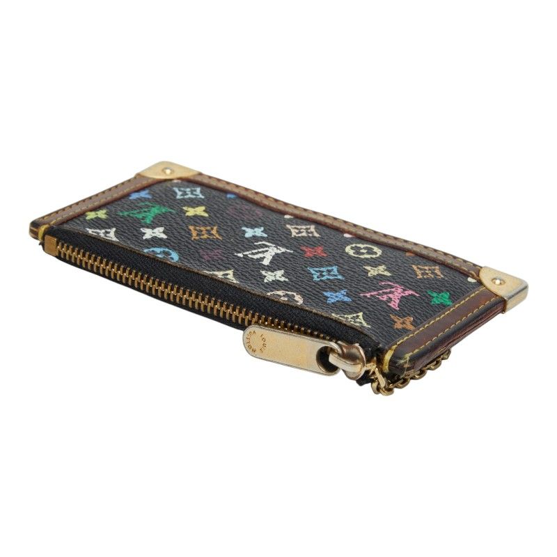 Louis Vuitton Monogram Multicolor Pochette Cles Coin Purse Black Leather — view 5