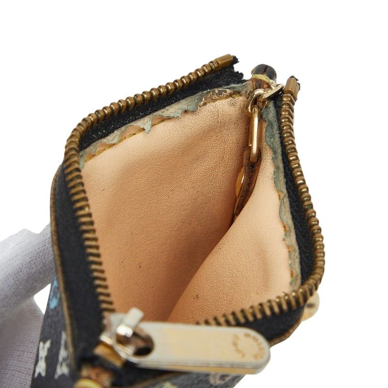 Louis Vuitton Monogram Multicolor Pochette Cles Coin Purse Black Leather — view 7