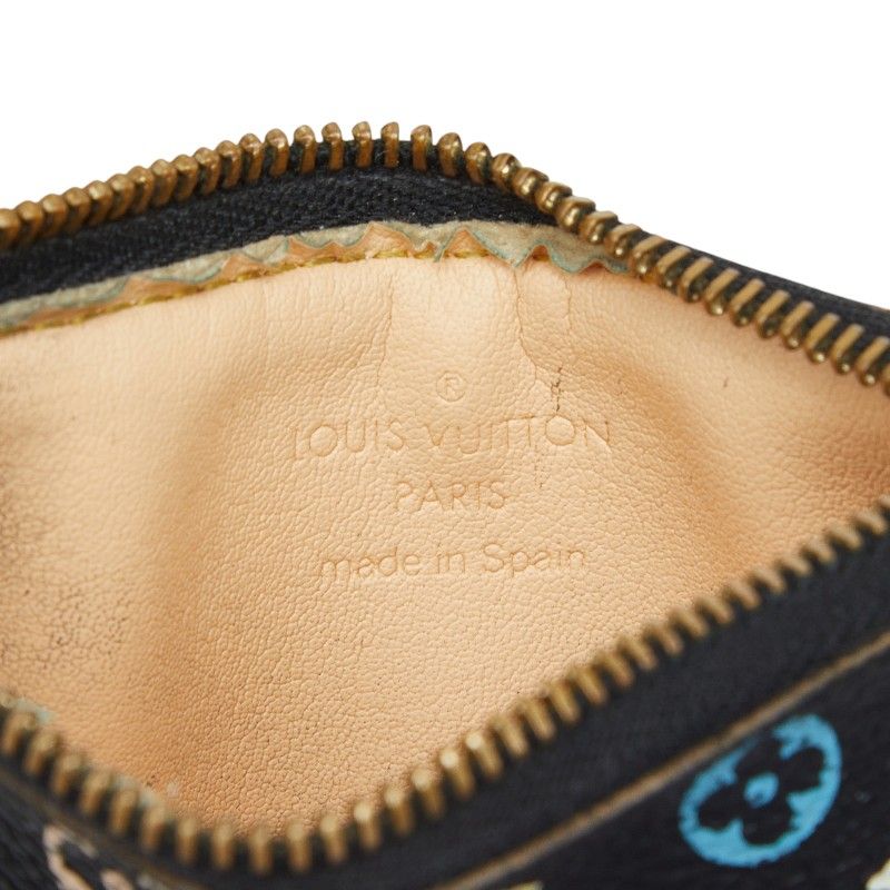Louis Vuitton Monogram Multicolor Pochette Cles Coin Purse Black Leather — view 9