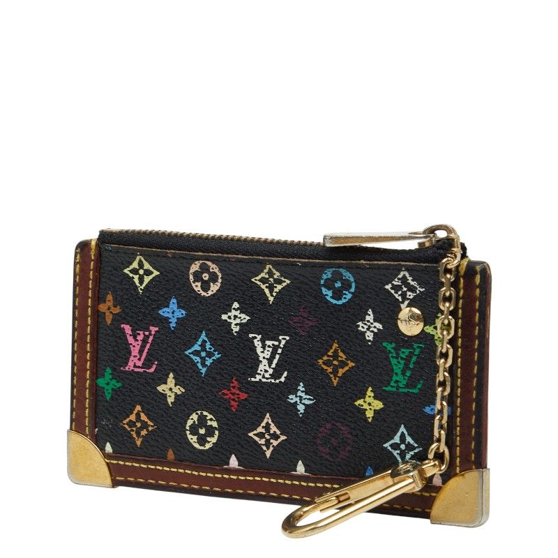 Louis Vuitton Monogram Multicolor Pochette Cles Coin Purse Black Leather — view 2