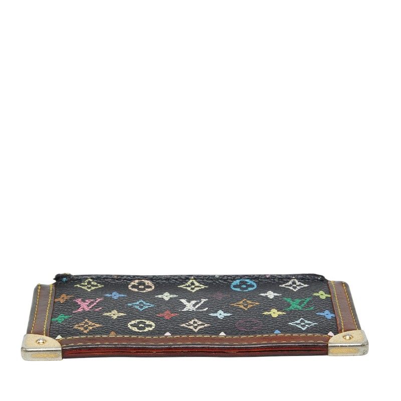 Louis Vuitton Monogram Multicolor Pochette Cles Coin Purse Black Leather — view 3