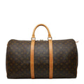 Louis Vuitton Monogram Keepall 50 Boston Bag Brown Leather