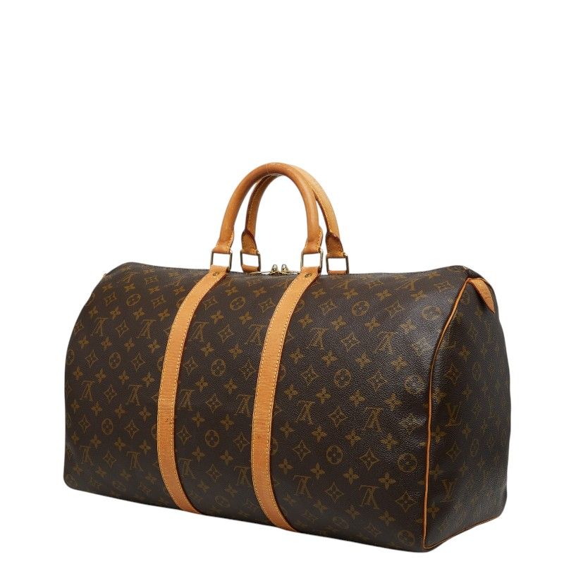 Louis Vuitton Monogram Keepall 50 Boston Bag Brown Leather — view 2