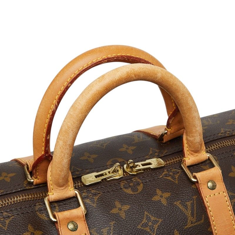 Louis Vuitton Monogram Keepall 50 Boston Bag Brown Leather — view 8