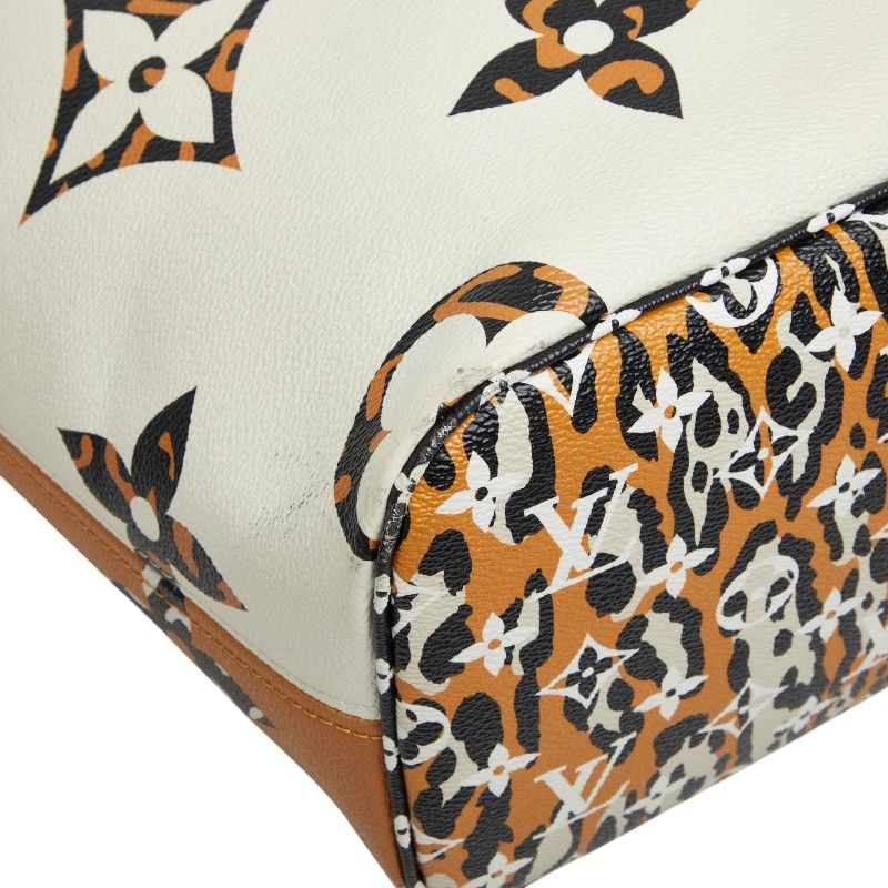 Louis Vuitton Monogram Jungle Neverfull MM Tote Shoulder Bag Ivory Camel — view 5