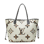 Louis Vuitton Monogram Jungle Neverfull MM Tote Shoulder Bag Ivory Camel