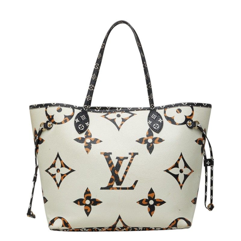 Louis Vuitton Monogram Jungle Neverfull MM Tote Shoulder Bag Ivory Camel