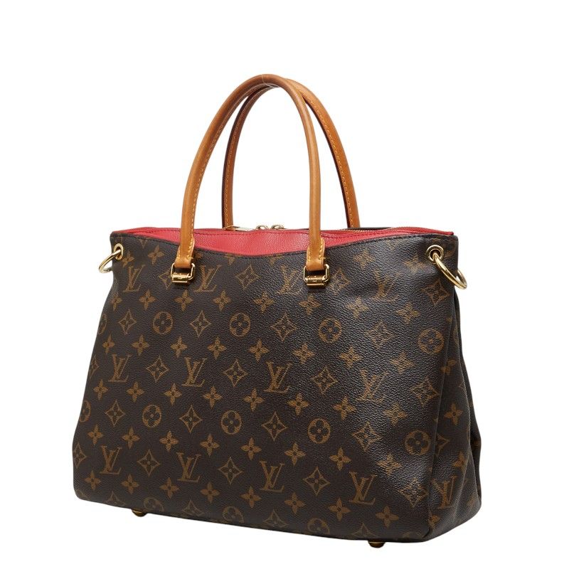 Louis Vuitton Monogram Pallas 2-Way Shoulder Bag Cerise Red Brown Leather — view 2