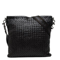 Bottega Veneta Intrecciato Crossbody Shoulder Bag Dark Brown Leather