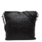 Bottega Veneta Intrecciato Crossbody Shoulder Bag Dark Brown Leather