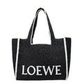 Loewe Font Tote Large Shoulder Bag Black Raffia Calf