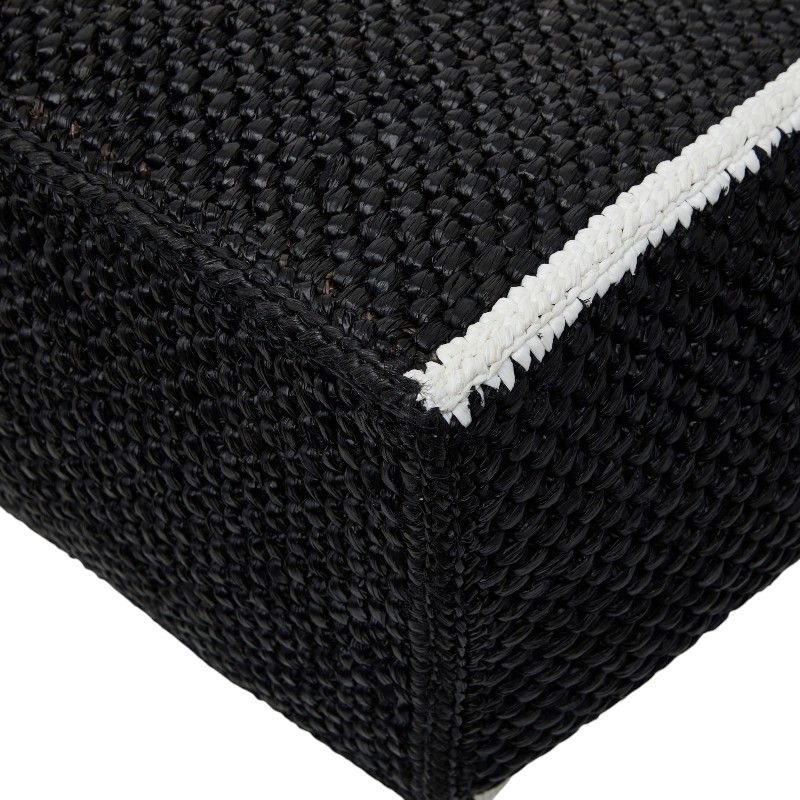 Loewe Font Tote Large Shoulder Bag Black Raffia Calf — view 6